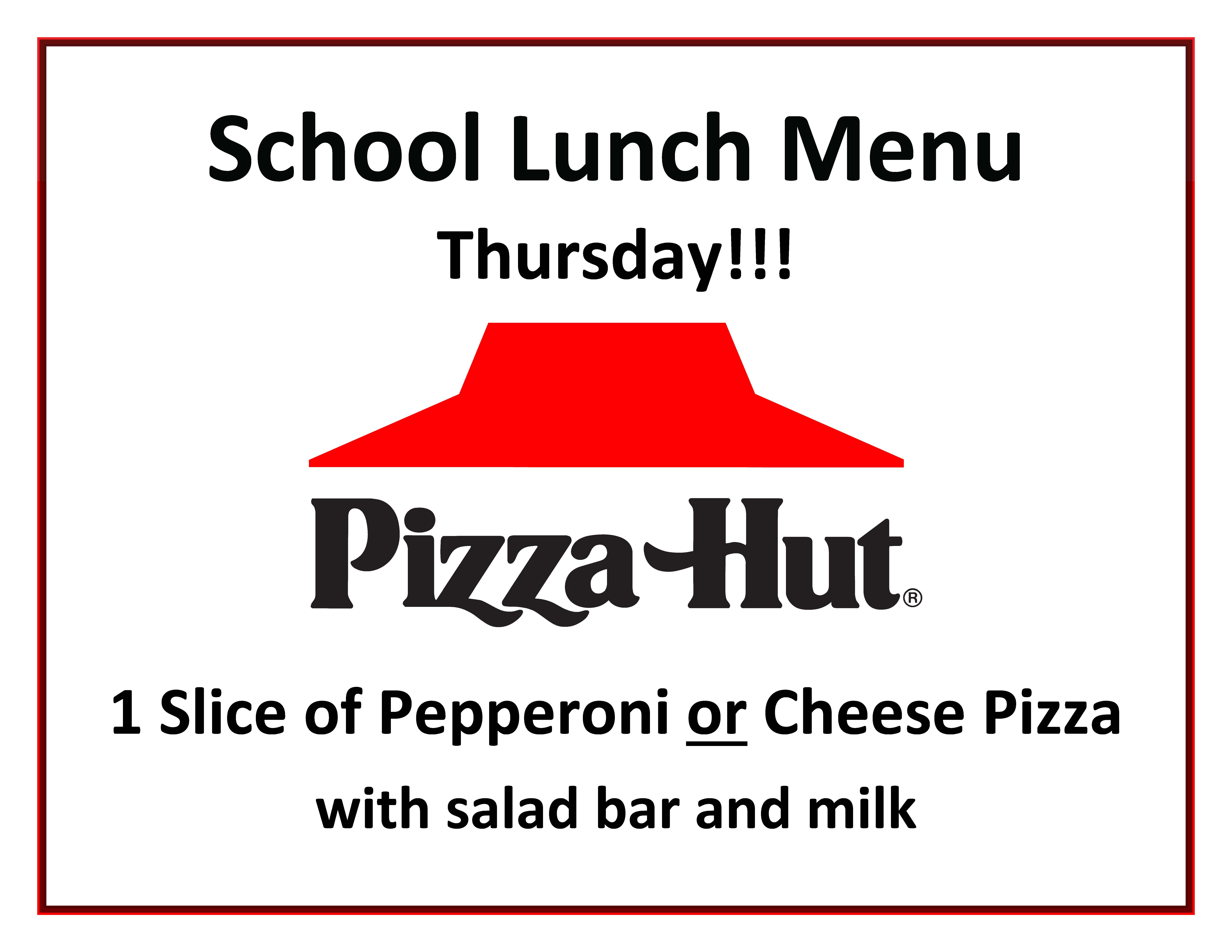 Pizza Hut Day in the school cafeteria--May 23