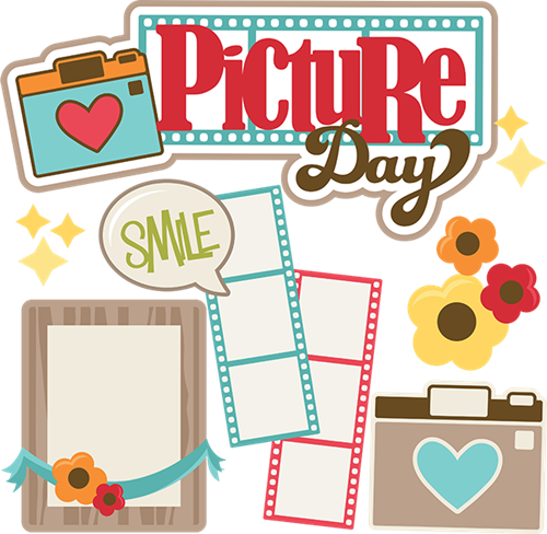 The words Picture Day are surrounded by colorful cameras, flowers, and filmstrips.